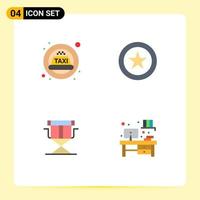 User Interface Pack of 4 Basic Flat Icons of cab foldable star chair office Editable Vector Design Elements