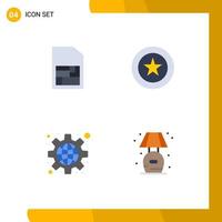 4 Universal Flat Icons Set for Web and Mobile Applications mobile sim public achievement wreath home Editable Vector Design Elements