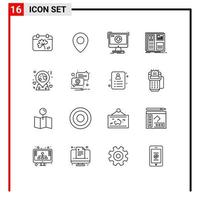 16 Universal Outlines Set for Web and Mobile Applications location layout content interface design Editable Vector Design Elements