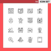 16 User Interface Outline Pack of modern Signs and Symbols of spring box live gift world Editable Vector Design Elements