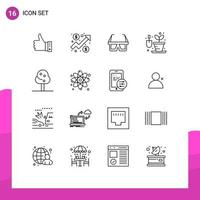 16 Creative Icons Modern Signs and Symbols of hobby gardening chart stereo eyewear Editable Vector Design Elements