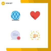 conjunto de 4 iconos planos vectoriales en la cuadrícula para elementos de diseño vectorial editables de boxeo favorito global menos corazón vector