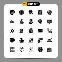 25 Universal Solid Glyphs Set for Web and Mobile Applications exercise money science insurance cloud Editable Vector Design Elements