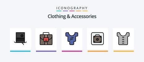 Clothing and Accessories Line Filled 5 Icon Pack Including . hike. suitcase. Creative Icons Design vector