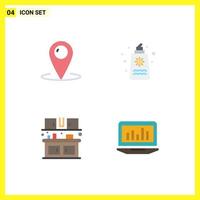 Set of 4 Modern UI Icons Symbols Signs for location valentines day help fountain eat Editable Vector Design Elements