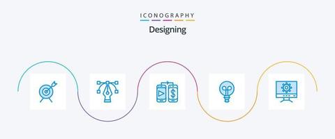 diseño del paquete de iconos azul 5 que incluye . dinero. diseño. computadora vector