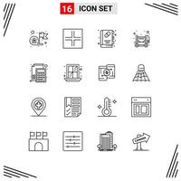 Set of 16 Modern UI Icons Symbols Signs for calculator mixer view construction medical book Editable Vector Design Elements