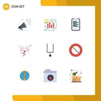 Universal Icon Symbols Group of 9 Modern Flat Colors of music party clipboard wine drink Editable Vector Design Elements