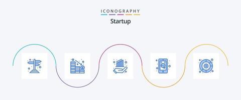 paquete de iconos azul de inicio 5 que incluye gráfico. tienda de teléfonos móviles. gráfico. móvil. haga clic en móvil vector