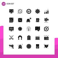 Stock Vector Icon Pack of 25 Line Signs and Symbols for data position value achievement mechanical Editable Vector Design Elements