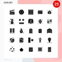 Group of 25 Modern Solid Glyphs Set for day school amplifier education volume Editable Vector Design Elements