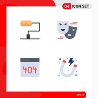 4 Flat Icon concept for Websites Mobile and Apps paint roller electricity face masks interface power Editable Vector Design Elements