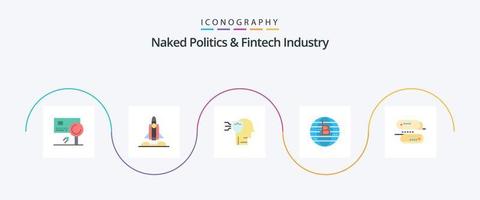 Naked Politics And Fintech Industry Flat 5 Icon Pack Including decentralized. blockchain. startup. bitcoin. shield vector