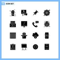 Modern Set of 16 Solid Glyphs and symbols such as computer matches marker camp pretty Editable Vector Design Elements