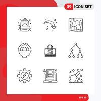 conjunto de 9 iconos de interfaz de usuario modernos símbolos signos para dólares dinero mapa canasta de pascua elementos de diseño vectorial editables vector