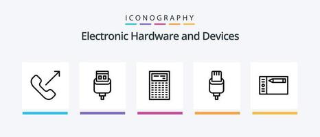 paquete de iconos de la línea 5 de dispositivos, incluidos los entrantes. palanca de mando. llamada. juego. controlador. diseño de iconos creativos vector