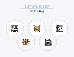 Línea de impresión 3d llena de diseño de iconos del paquete de iconos 5. . cubo. computadora. 3d. modelo vector