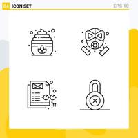 Modern Set of 4 Filledline Flat Colors and symbols such as sauna content management fire protection private Editable Vector Design Elements