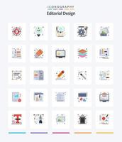 diseño editorial creativo 25 paquete de iconos planos como imagen. desarrollo. bulbo. diseño. creativo vector