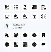 20 Ui Essentials Solid Glyph icon Pack like list design time ui out vector