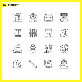 User Interface Pack of 16 Basic Outlines of font sale digital time web Editable Vector Design Elements