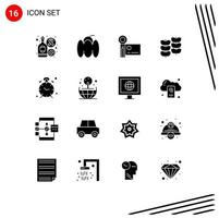 16 User Interface Solid Glyph Pack of modern Signs and Symbols of alarm plant camcorder leafe video camera Editable Vector Design Elements