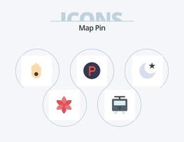 mapa pin flat icon pack 5 diseño de iconos. . noche. mano. estrella. estacionamiento vector