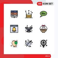 Universal Icon Symbols Group of 9 Modern Filledline Flat Colors of quran interface interface browser alarm Editable Vector Design Elements