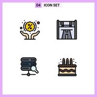 4 Creative Icons Modern Signs and Symbols of discount server shopping race birthday Editable Vector Design Elements