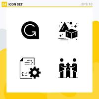 Group of 4 Solid Glyphs Signs and Symbols for game credits file crypto currency transform partners collaboration Editable Vector Design Elements