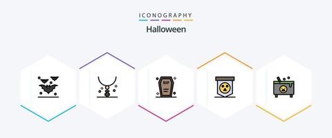 Halloween 25 FilledLine icon pack including skull. halloween. necklace. board. funeral vector