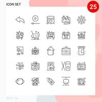 Set of 25 Modern UI Icons Symbols Signs for server advertising safe megaphone social media Editable Vector Design Elements