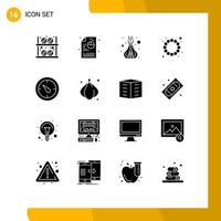 Set of 16 Modern UI Icons Symbols Signs for timer stopwatch incense costume beads Editable Vector Design Elements