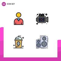 Universal Icon Symbols Group of 4 Modern Filledline Flat Colors of avatar holiday camera cake audio Editable Vector Design Elements