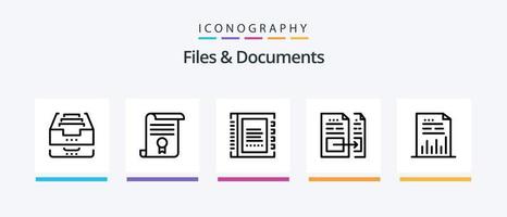 Files And Documents Line 5 Icon Pack Including document. content. envelope. graph. document. Creative Icons Design vector