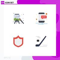 4 User Interface Flat Icon Pack of modern Signs and Symbols of easel shield paint notification ice Editable Vector Design Elements