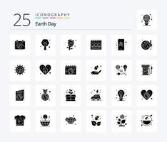 Earth Day 25 Solid Glyph icon pack including eco. green. earth day. calender. green vector