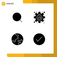 Group of 4 Solid Glyphs Signs and Symbols for search education max gear arrow Editable Vector Design Elements