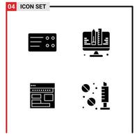 Set of 4 Modern UI Icons Symbols Signs for ticket corporate development website web Editable Vector Design Elements