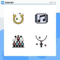 Set of 4 Modern UI Icons Symbols Signs for day songs horseshoe media success Editable Vector Design Elements