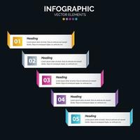 El vector de diseño de infografías de 5 pasos y el marketing se pueden utilizar para el diseño del flujo de trabajo