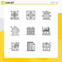 Set of 9 Modern UI Icons Symbols Signs for remove delete goal cancel outfit Editable Vector Design Elements