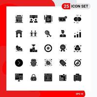 Set of 25 Modern UI Icons Symbols Signs for biochemistry flow coding dollars banknotes Editable Vector Design Elements