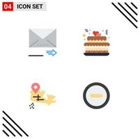 4 iconos planos universales establecidos para aplicaciones web y móviles mapa de correo electrónico próxima boda elementos básicos de diseño de vectores editables