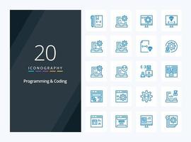 20 Programming And Coding Blue Color icon for presentation vector