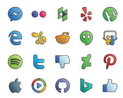 20 Social Media Icon Pack Including windows media player pinterest hangouts deviantart tweet vector