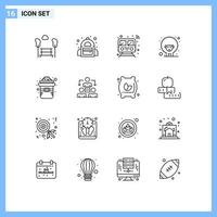 16 User Interface Outline Pack of modern Signs and Symbols of hat spring public sheep easter Editable Vector Design Elements