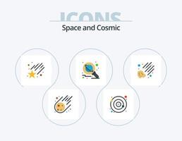 Space Flat Icon Pack 5 Icon Design. meteorite. space. falling. science. planet vector