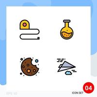 4 iconos creativos signos y símbolos modernos de construcción cinta de mordida ciencia alimentos elementos de diseño vectorial editables vector