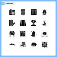 16 Universal Solid Glyph Signs Symbols of receive envelope scan contact egg Editable Vector Design Elements